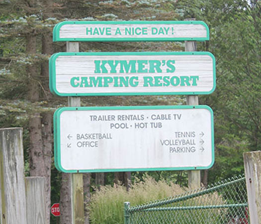Kymer's Camping Resort Sign
