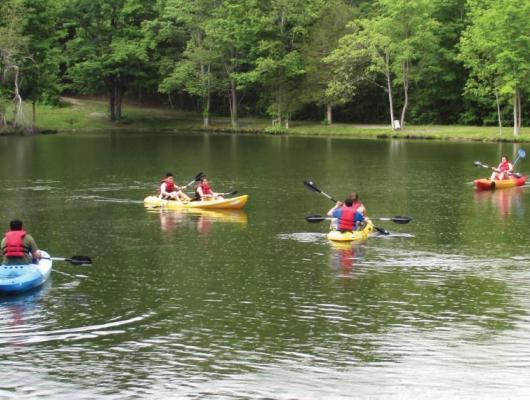 Kayakers on water at Kymers Camping Resort