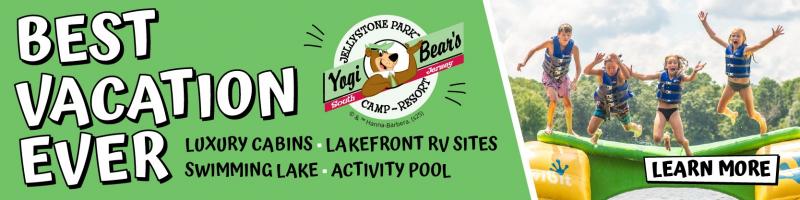 Nestled in the southern end of the Garden State, our Camp-Resort is a top destination for&nbsp;outdoor fun in Southern New Jersey. When our campers aren't busy swimming and splashing in our swimming lake or pools, bouncing high on our jumping pillow (coming soon!), or finding hidden treasures while gem mining, they can relax at their premium campsites and cabins&nbsp;around a crackling fire. Jellystone Park&trade; South Jersey offers a breathtaking camping experience for everyone.